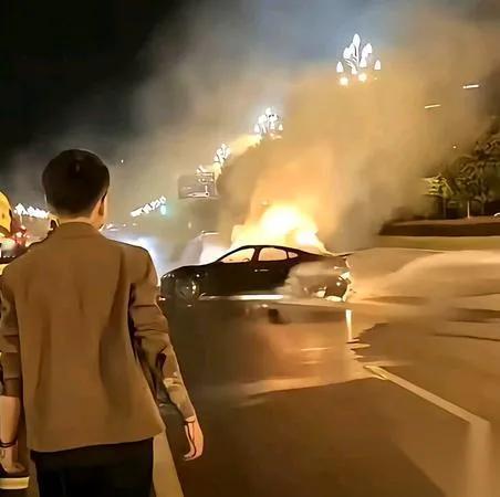 街头轿车突然窜火苗！但他们的反应让全网破防。视频里，大叔拽车门拽到指甲劈裂，大姐
