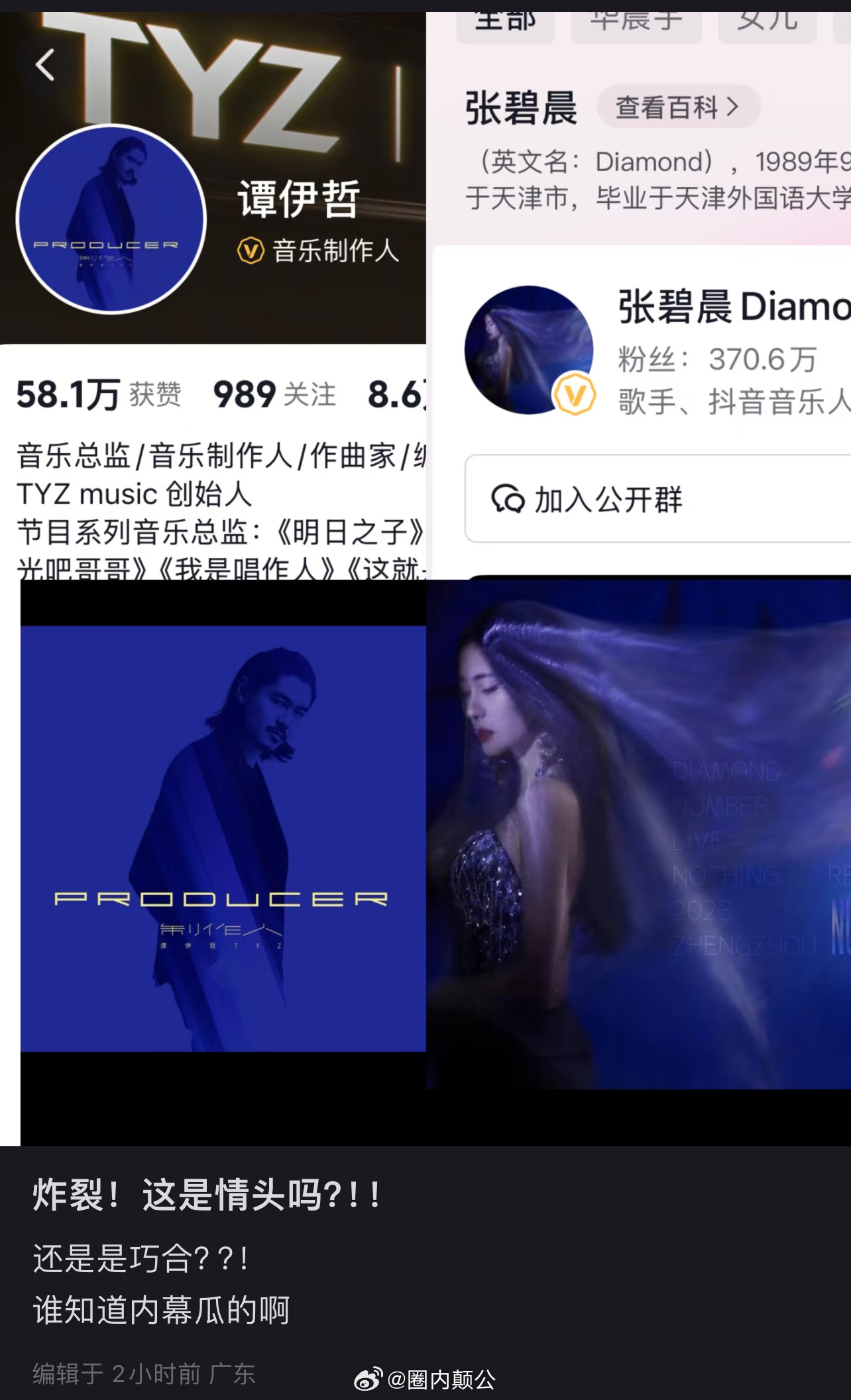 歌手张碧晨和制作人谭伊哲头像怎么了⊙_⊙理性看待⬇️ ​​​