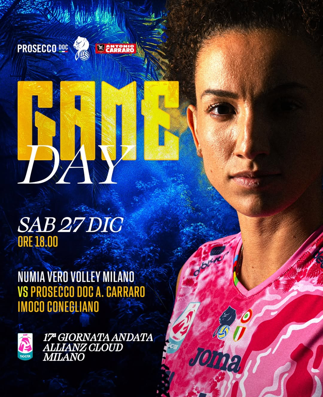 明天凌晨，科内利亚诺对米兰，时间是凌晨，大家量力而为！朱婷