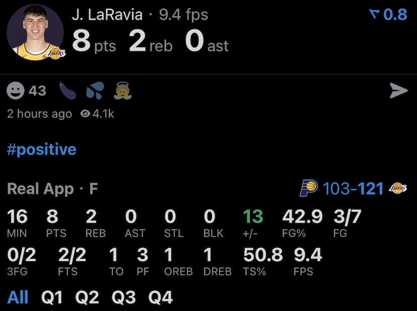 如何评价？今天的拉拉维亚：7投3中 三分球2中0 罚球2中28分2篮板1失误步行