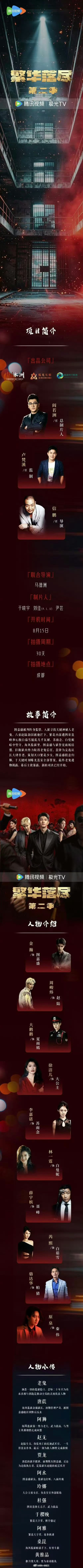 网剧《繁华落尽第二季》 组讯主演：金瀚、周峻炜导演：信鹏开机时间：8月15日拍摄
