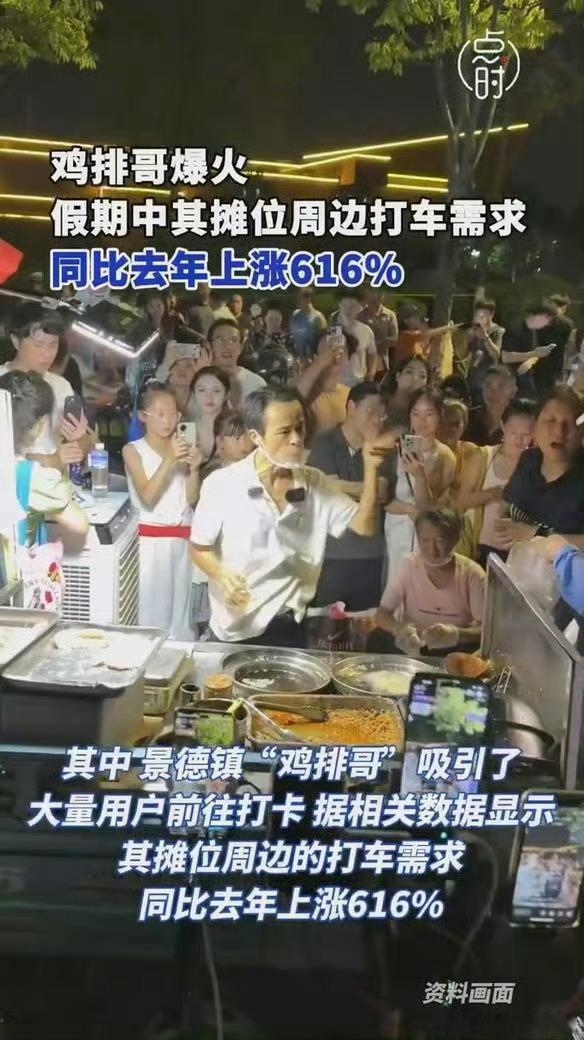 鸡排哥带火景德镇游客暴增鸡排哥带动景德镇打车需求暴涨616% 鸡排摊成网红地标，