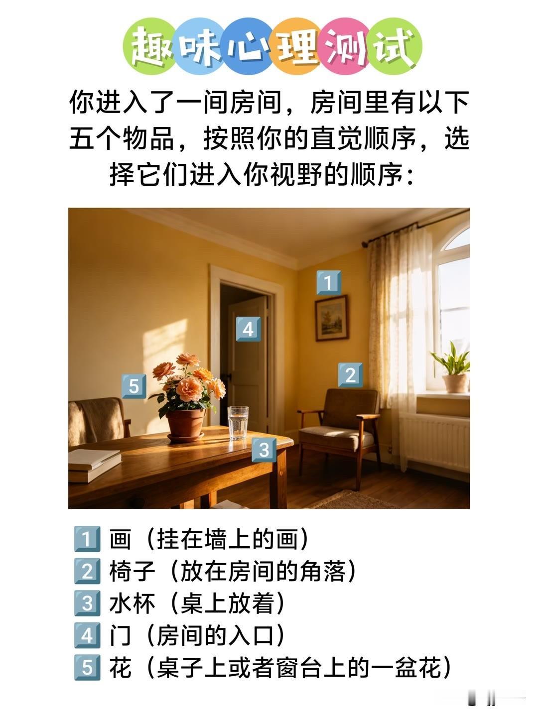择它们进入你视野的顺序：
