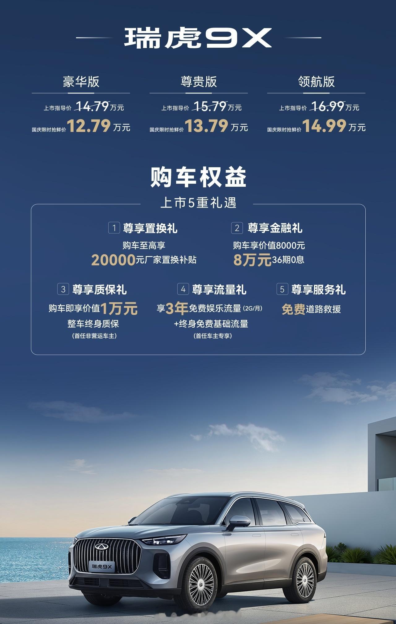 奇瑞瑞虎之夜，瑞虎9系列新品正式发布，限时12.79万元起，燃油车的智能化水平也