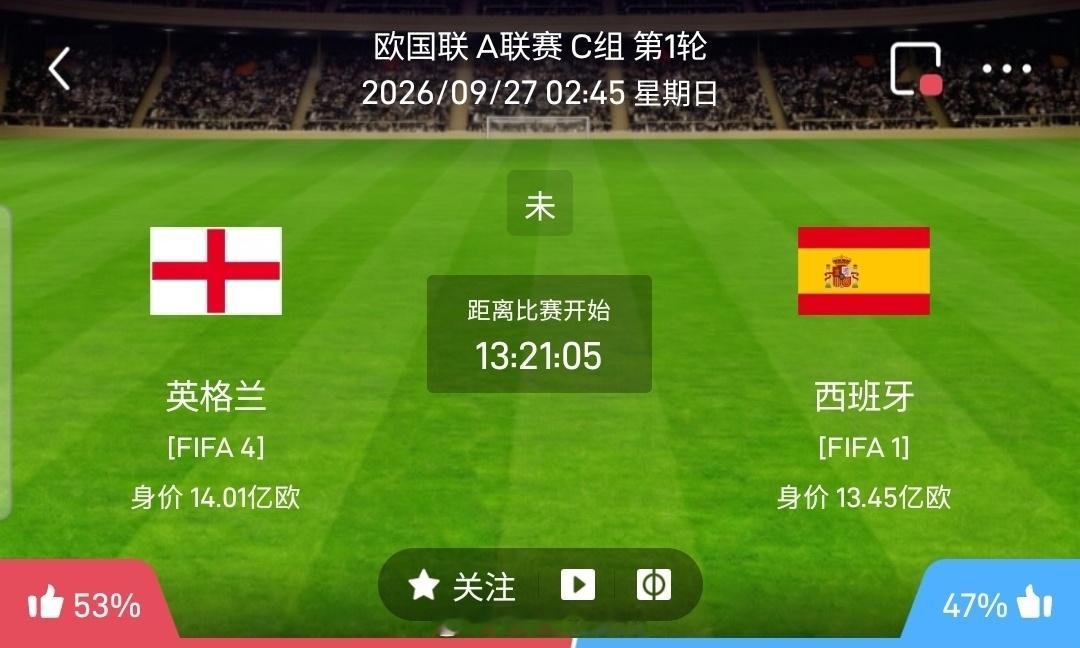 【足球】周六016欧国联方向：英格兰vs西班牙欧国联：英格兰VS西班牙时间：20