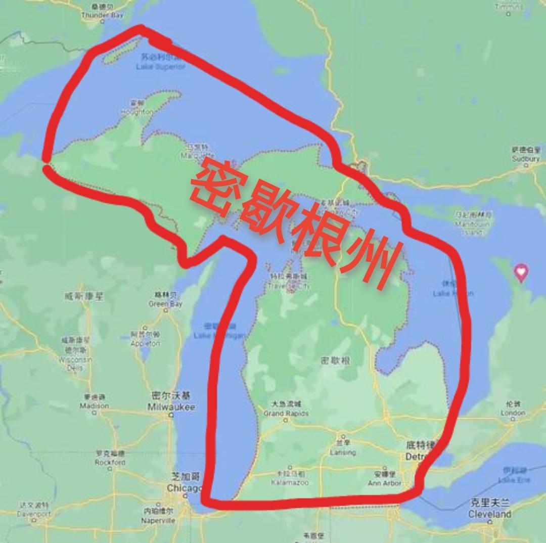 美国密歇根州面积25.1万平方公里，比英国🇬🇧还大，但土地“含水率”高达40