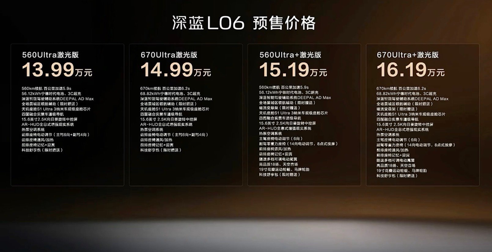 深蓝L06四款预售价格出炉，13.99万-16.19万，性价比满满的定价！560