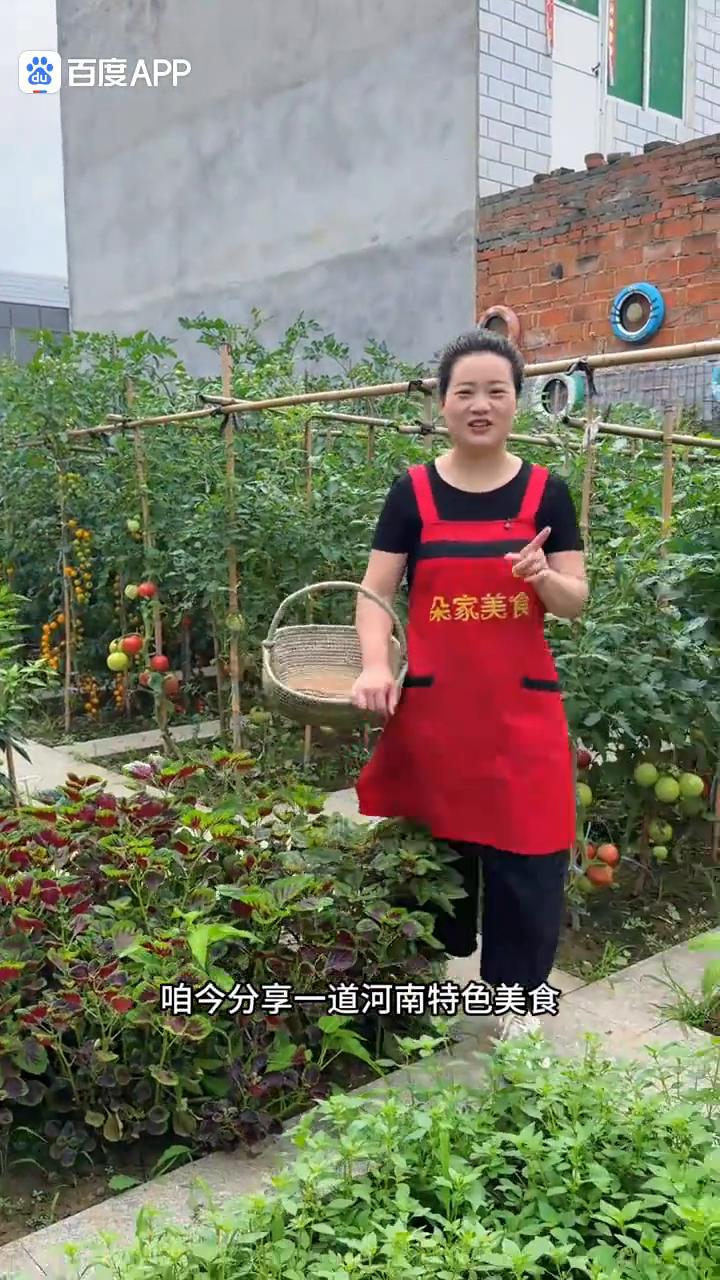 朵儿，今上午做什么好吃的？今天分享一道河南特色美食：荆芥烙油馍。做好了，层次分明