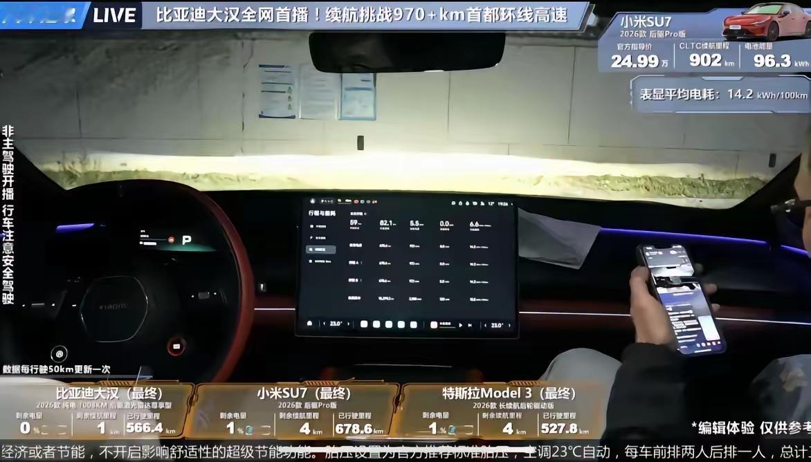 汽车之家和DCD难道不是一丘之貉？
model3小米su7大汉测高速续航达成率，