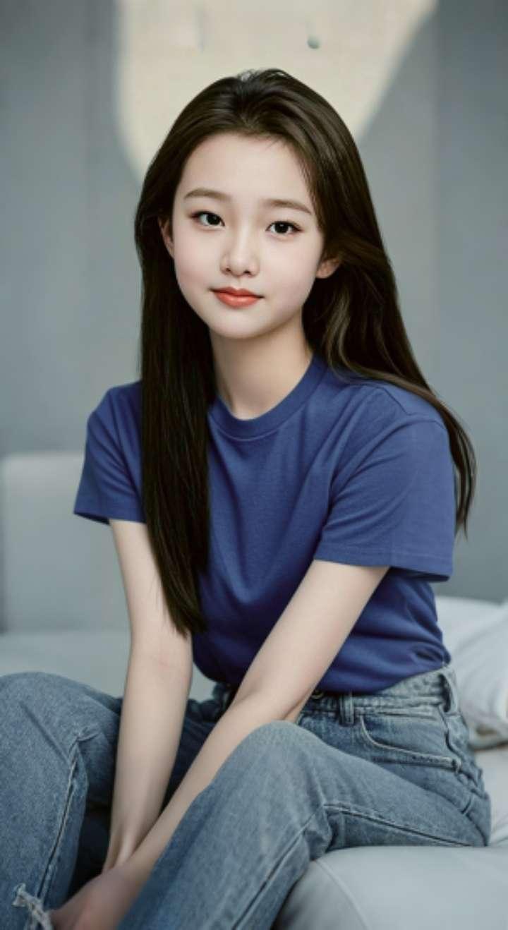 AI扩图 AI蓝衫佳人