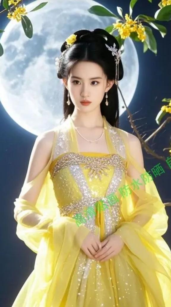 月夜仙子，黄衣飘飘，美轮美奂！