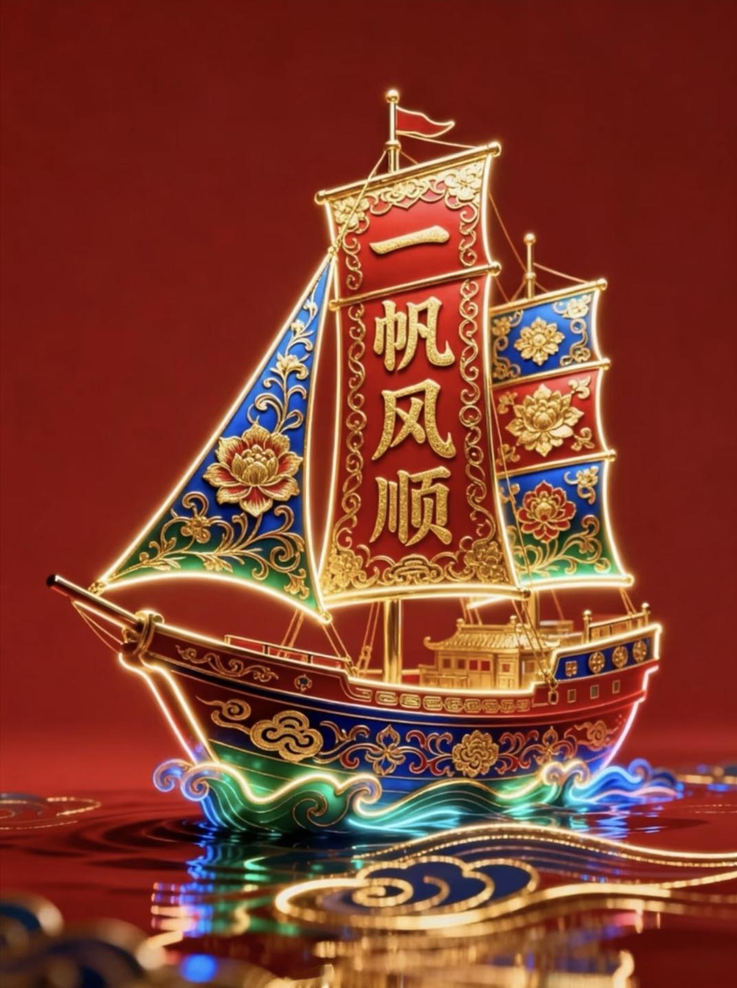 一帆风顺年年好，万事如意步步高
沐风书画