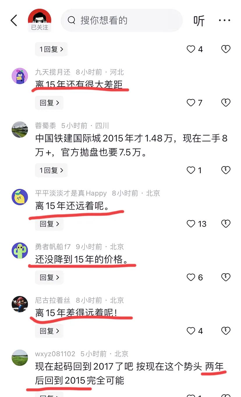 坊间传闻北京房价已回到2015年，很多人不信，现在不要看挂牌价，有的真实成交价已