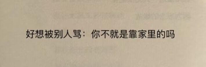 好想被别人骂：你不就是靠家里的吗 