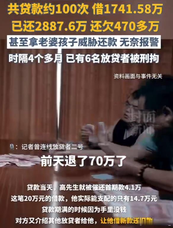 借款20万还款2800万仍欠470万 比房贷还高的利息率出现了.... ​​​
