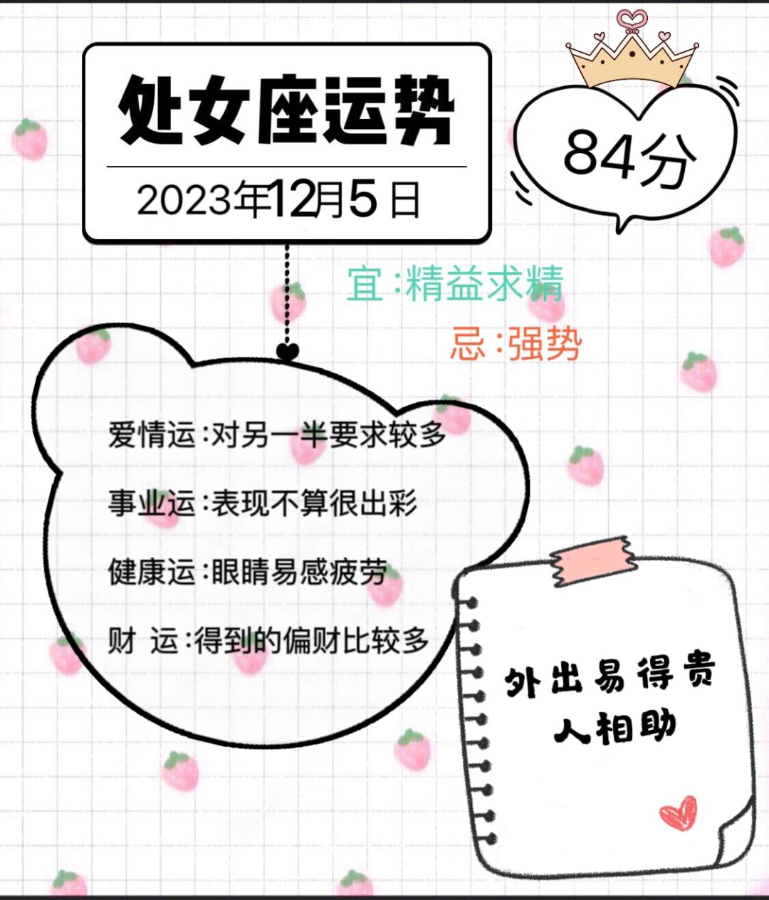 处女座2023年12月5日运势
