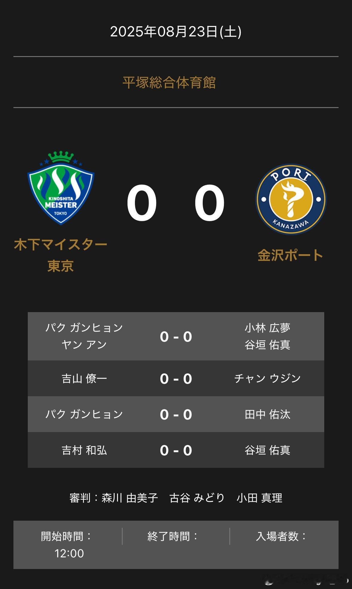 T联赛 8.23 11:00 木下东京🆚金沢 对阵表朴康贤/闫安🆚小林広梦/