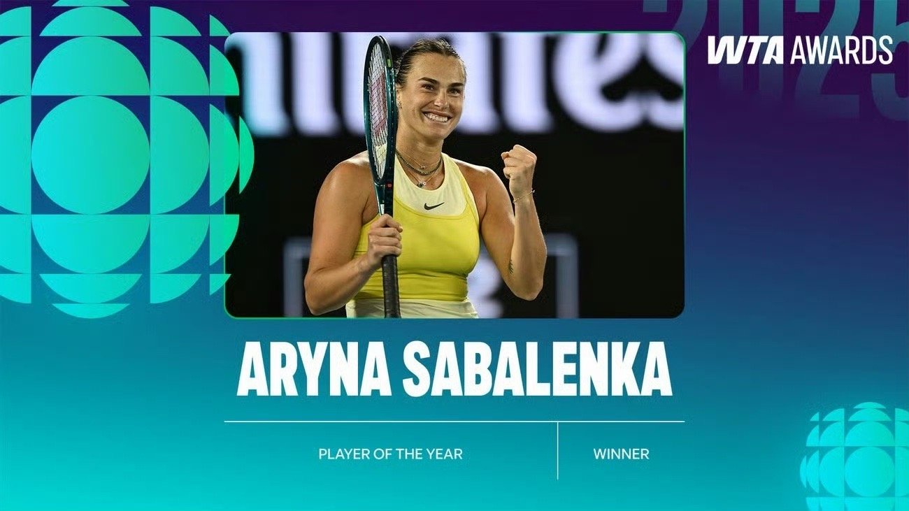 WTA年度球员奖项完整名单：最佳球员：萨巴伦卡最佳双打组合：西尼亚科娃/汤森德进