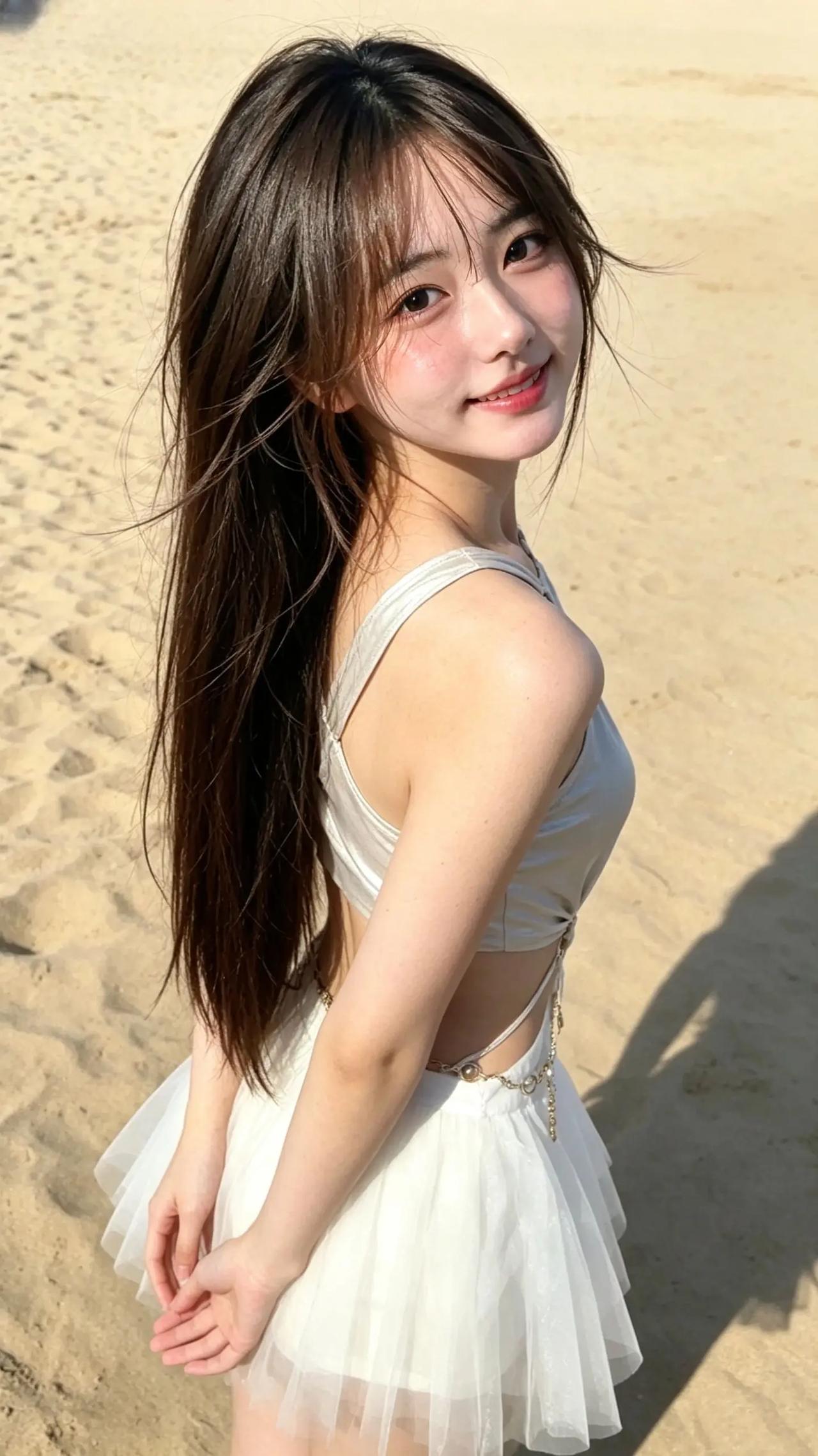 沙滩元气少女 海滩ootd 夏日海边有多出片