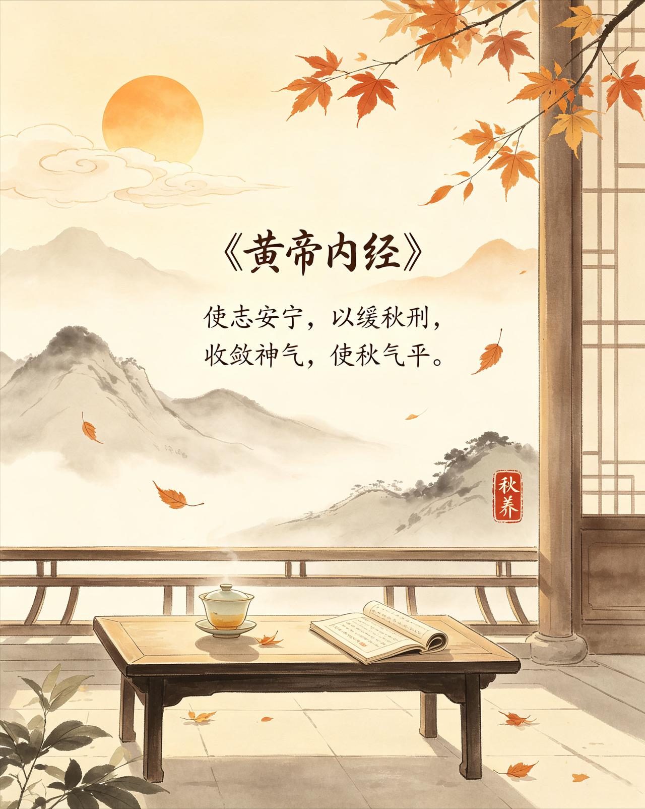 《黄帝内经》说："秋三月，此谓容平。天气以急，地气以明。"

这8个字翻译过来就