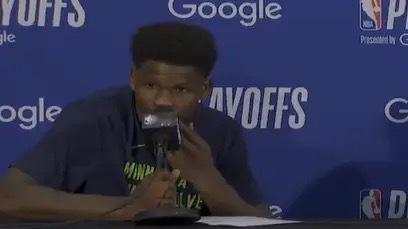 【爱德华兹评文班亚马天王山表现】5月13日，NBA季后赛马刺主场对阵森林狼的比赛