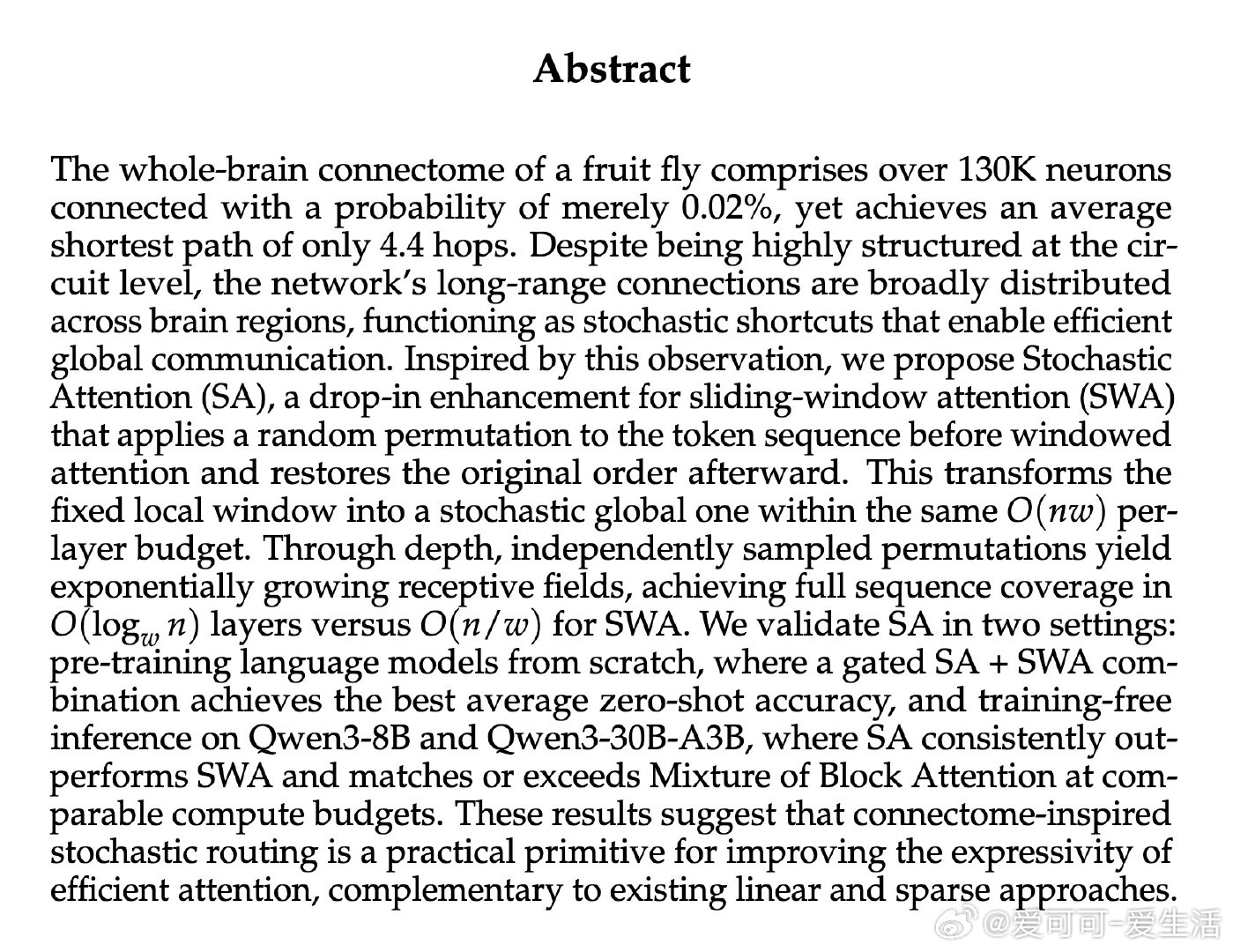 [CL]《Stochastic Attention: Connectome-In
