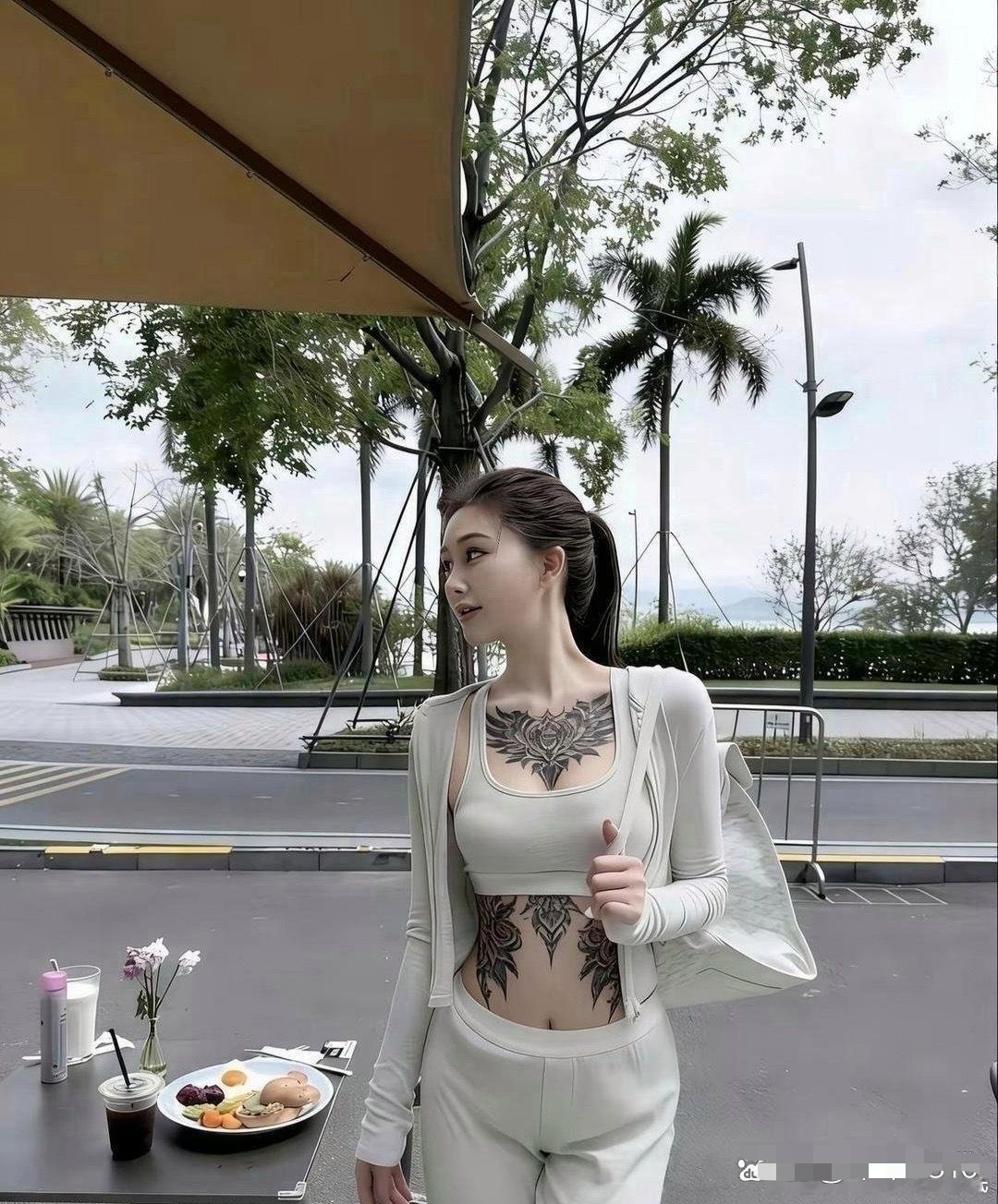 被她的纹身给美到了，难道这就是艺术美？？？ 