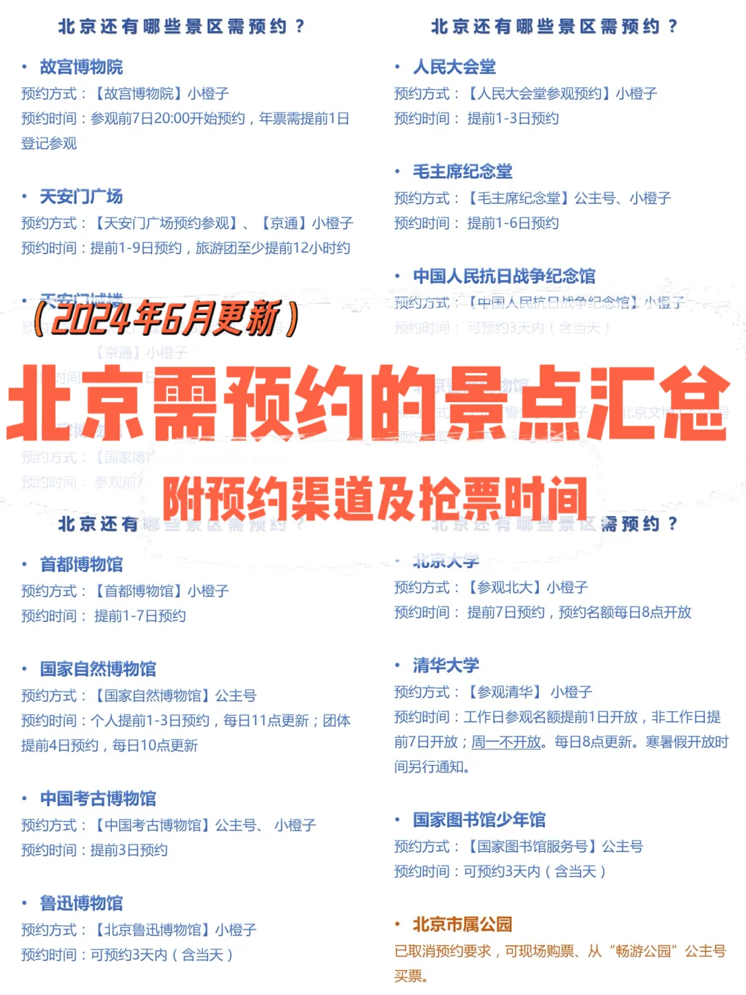北京旅游必看❗️哪些景点需要预约才能进❓