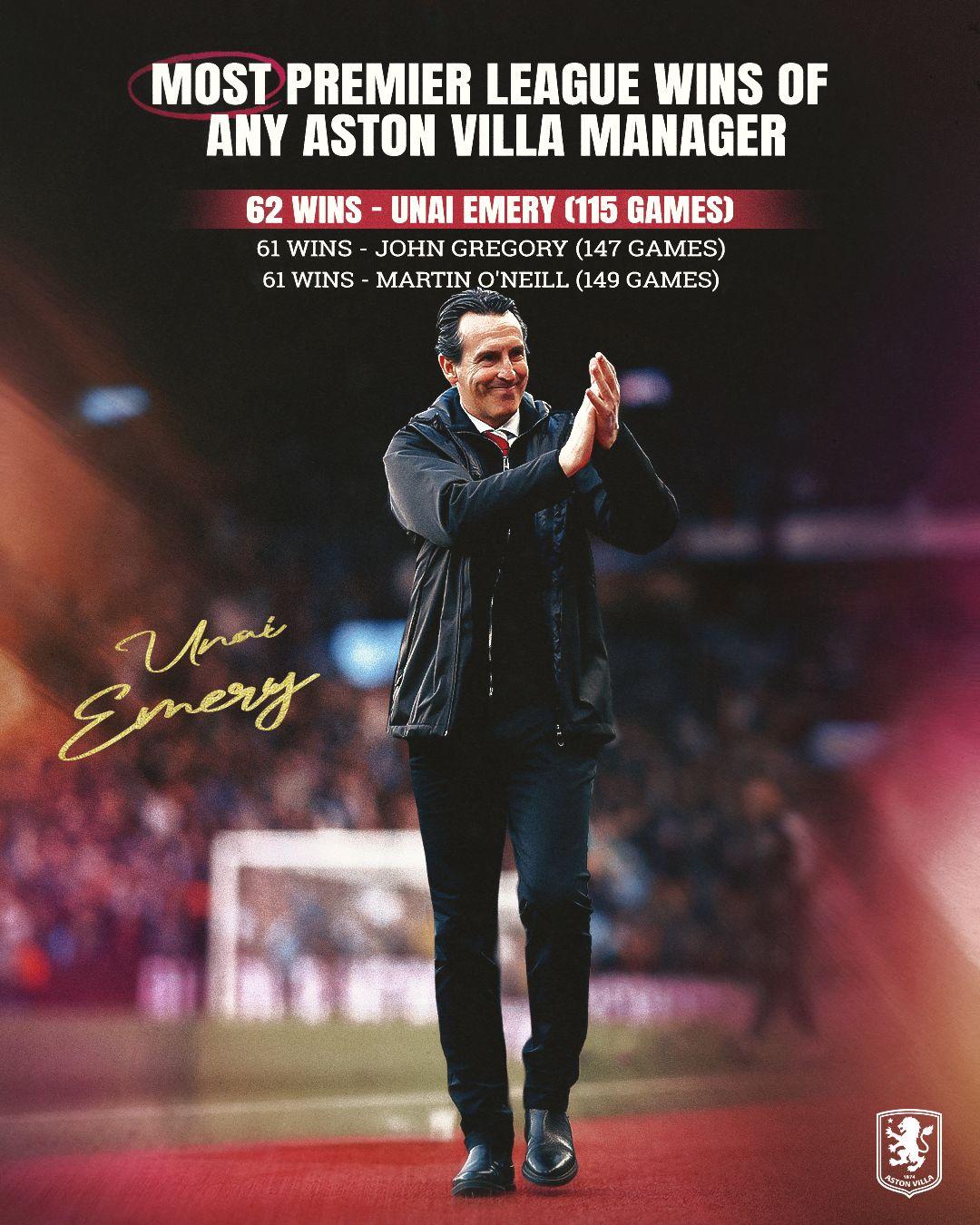 【埃梅里成维拉名宿】英超第14轮，在先丢两球的情况下，维拉客场4-3击败布莱顿，