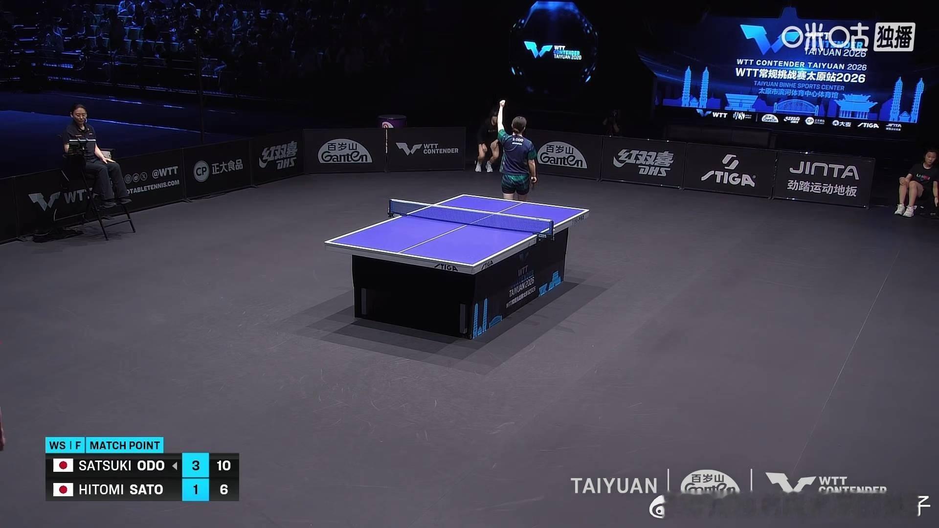 大藤沙月4比1佐藤瞳（5，9，-3，11，6）获得2026WTT太原常规挑战赛女
