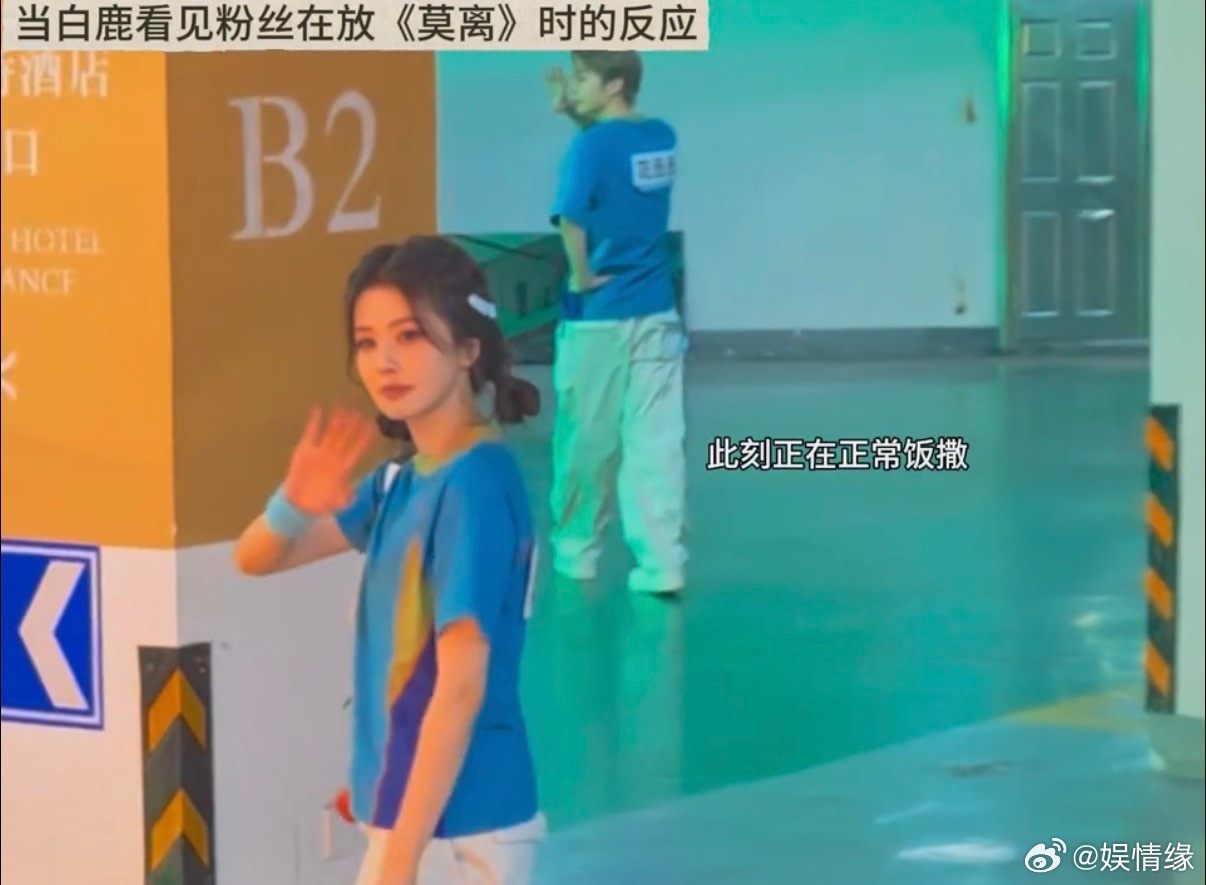 当白鹿看见粉丝在放莫离时的反应 白鹿在停车场一看见粉丝放《莫离》，瞬间笑开了花，
