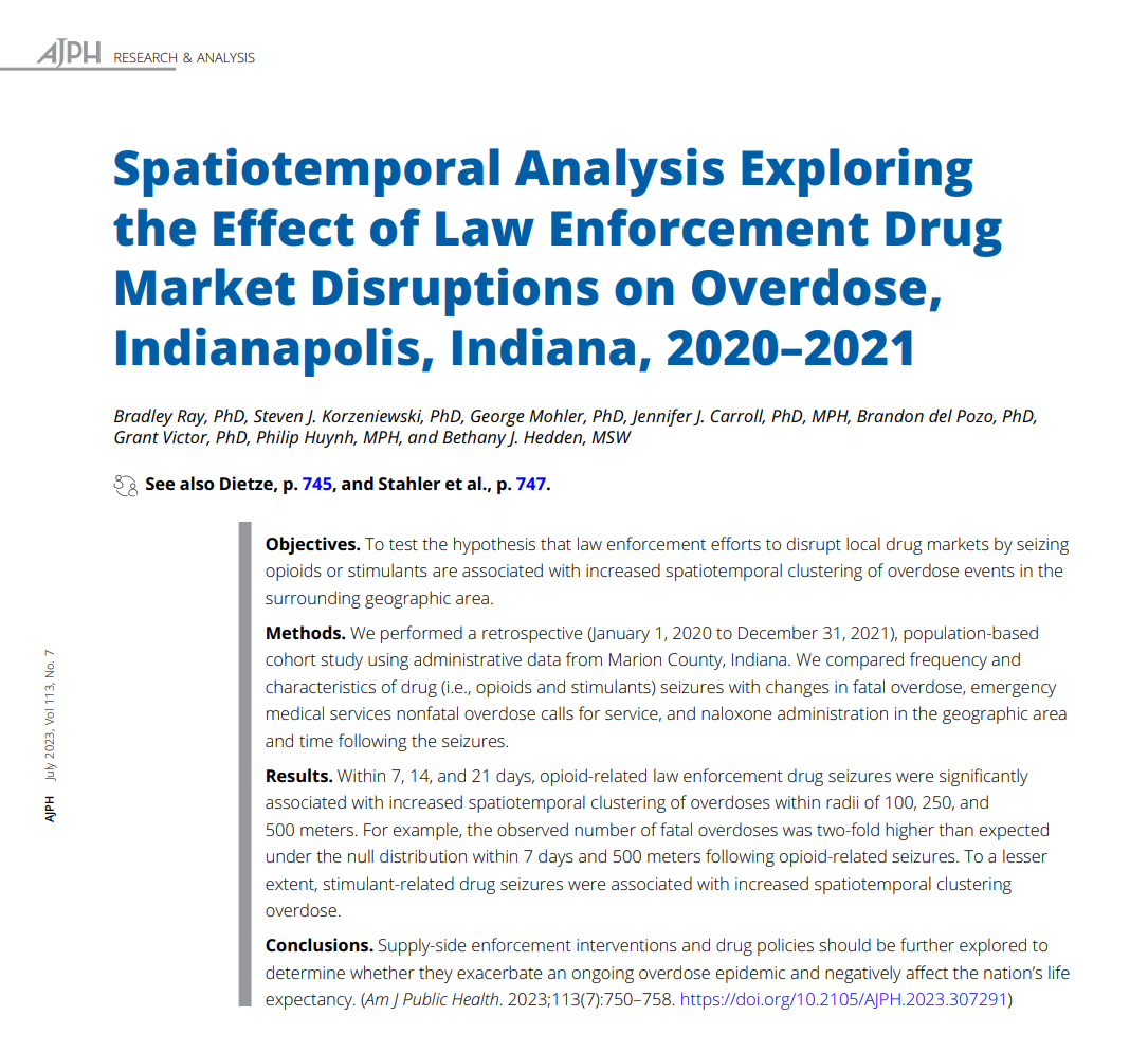一个听起来很合情合理的研究：Marion County, Indiana，药物过