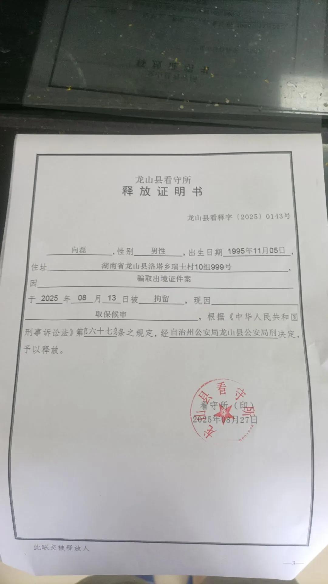 以前一个同事犯了一个骗取出境证件案被抓了，这是什么意思