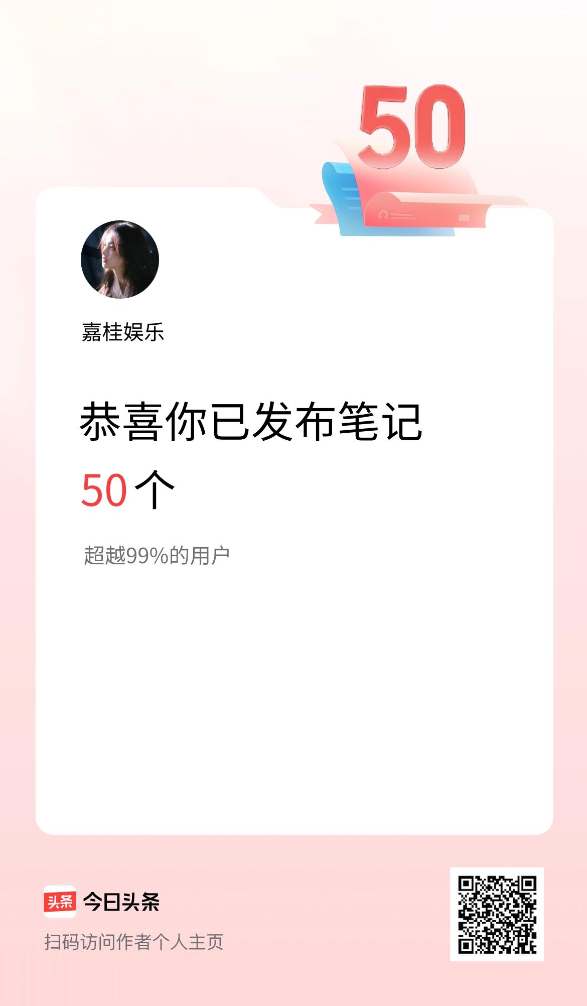 我在头条累计投稿笔记50个