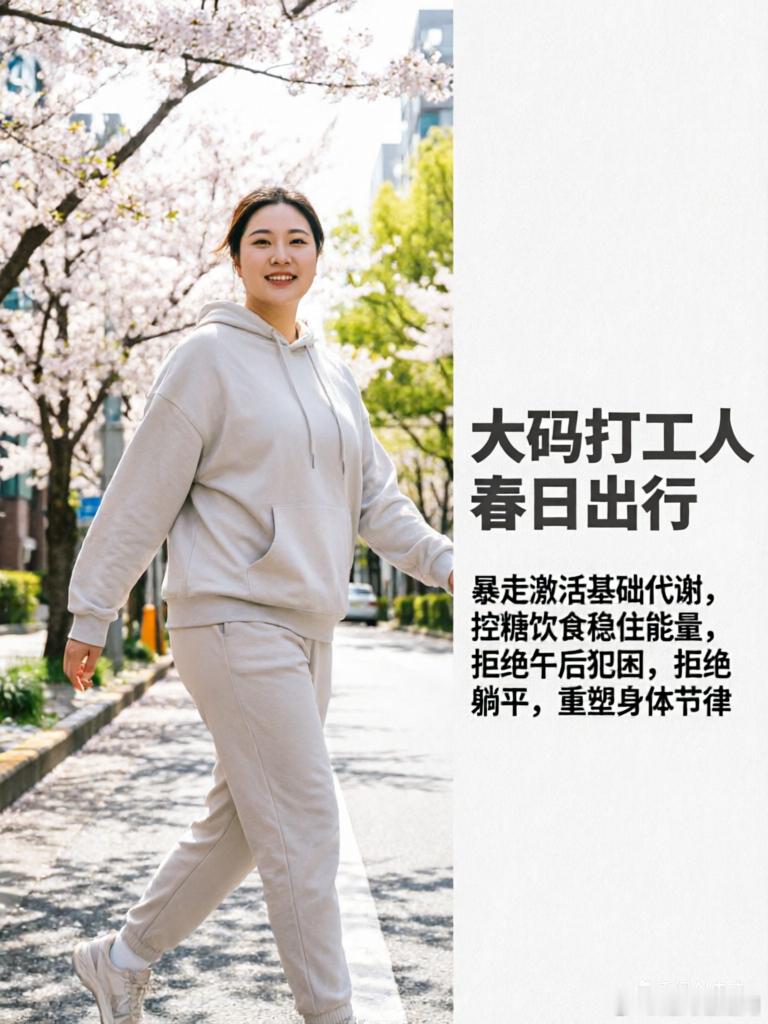 大码打工人春日出行，代谢重塑正当时！暴走激活基础代谢，让每一公里都成为代谢引擎的