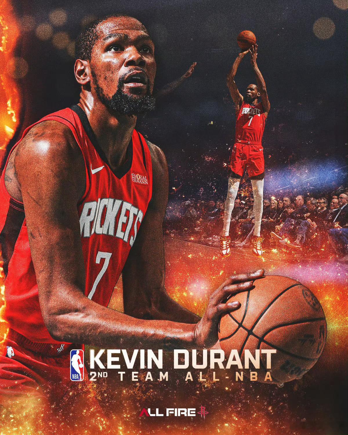 NBA最佳阵容生涯至今12次最佳阵容（6次一阵+6次二阵）。雷霆5次一阵+1次二