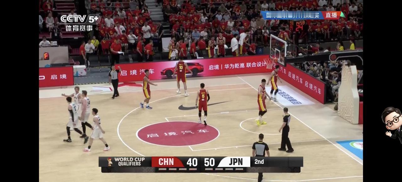 世界杯男篮预选赛中国半场40：50落后日本，很危险：
1、我们一定要发挥内线优势