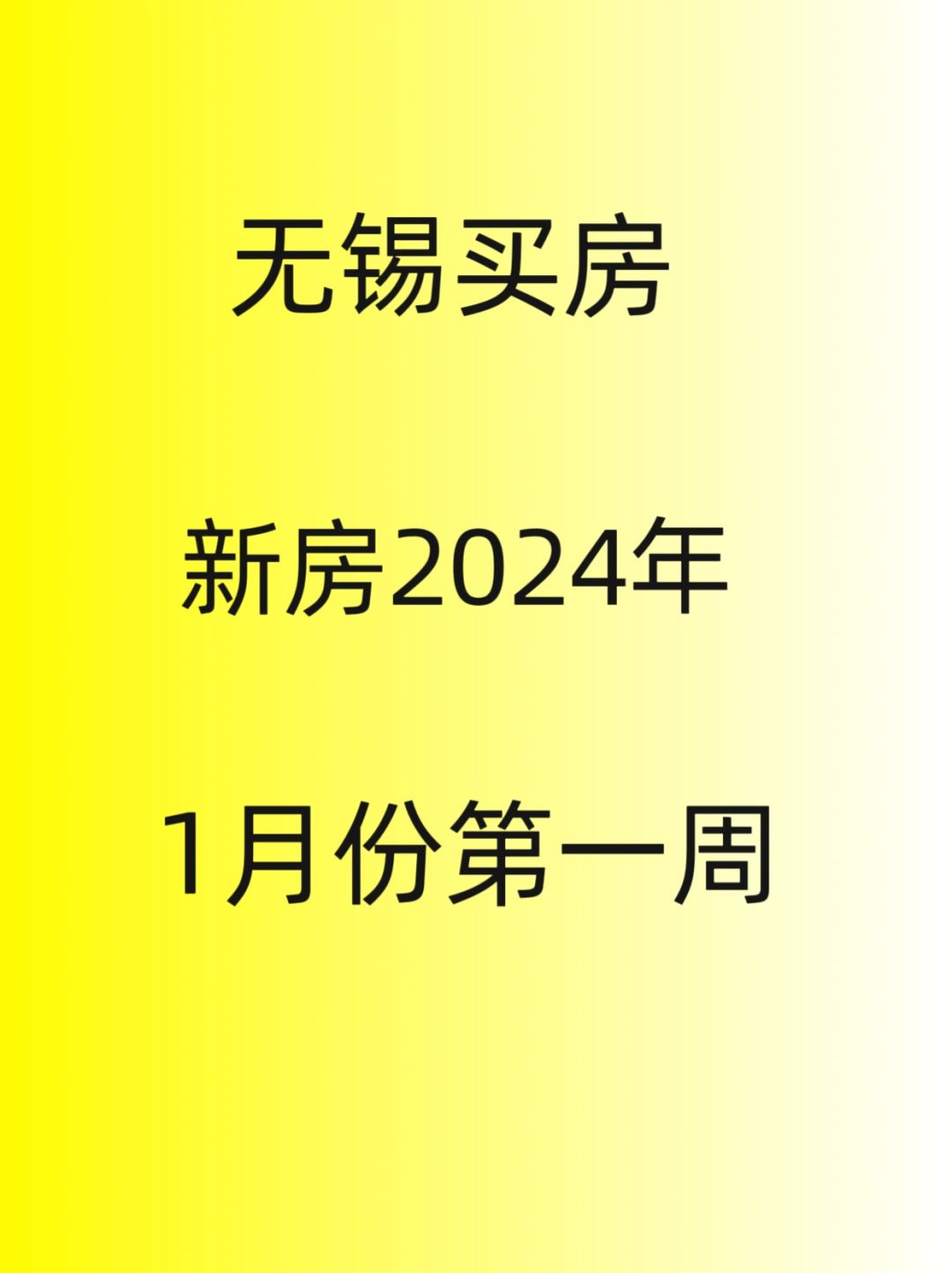 无锡买房，2024年1月，新房第一周行情