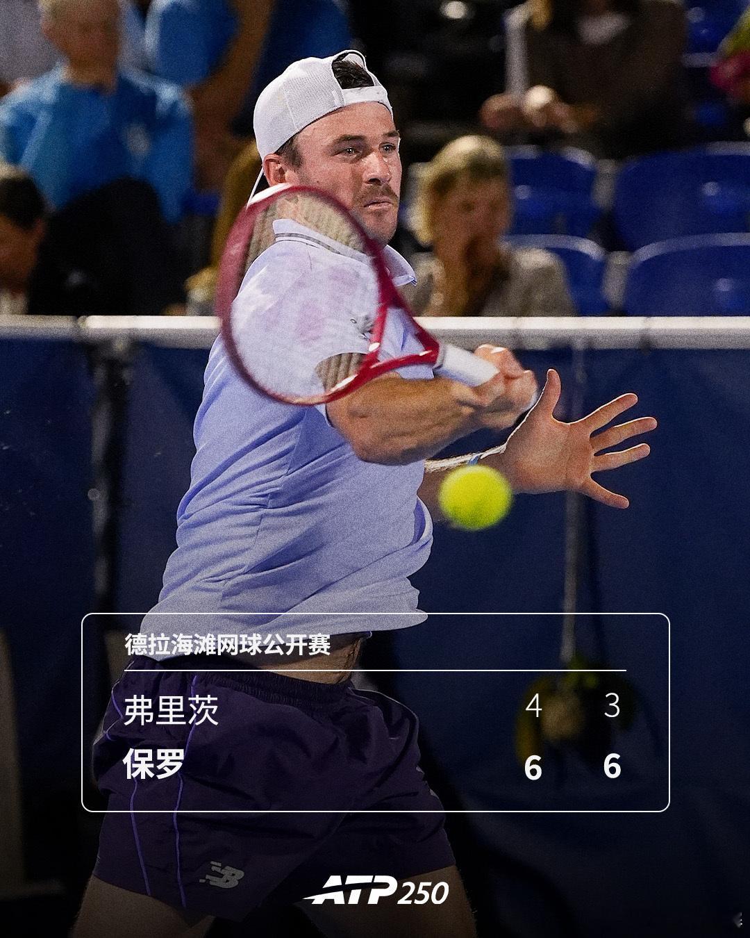 保罗击败弗里茨 🔥ATP250德拉海滩网球公开赛四分之一决赛，5号种子保罗6-