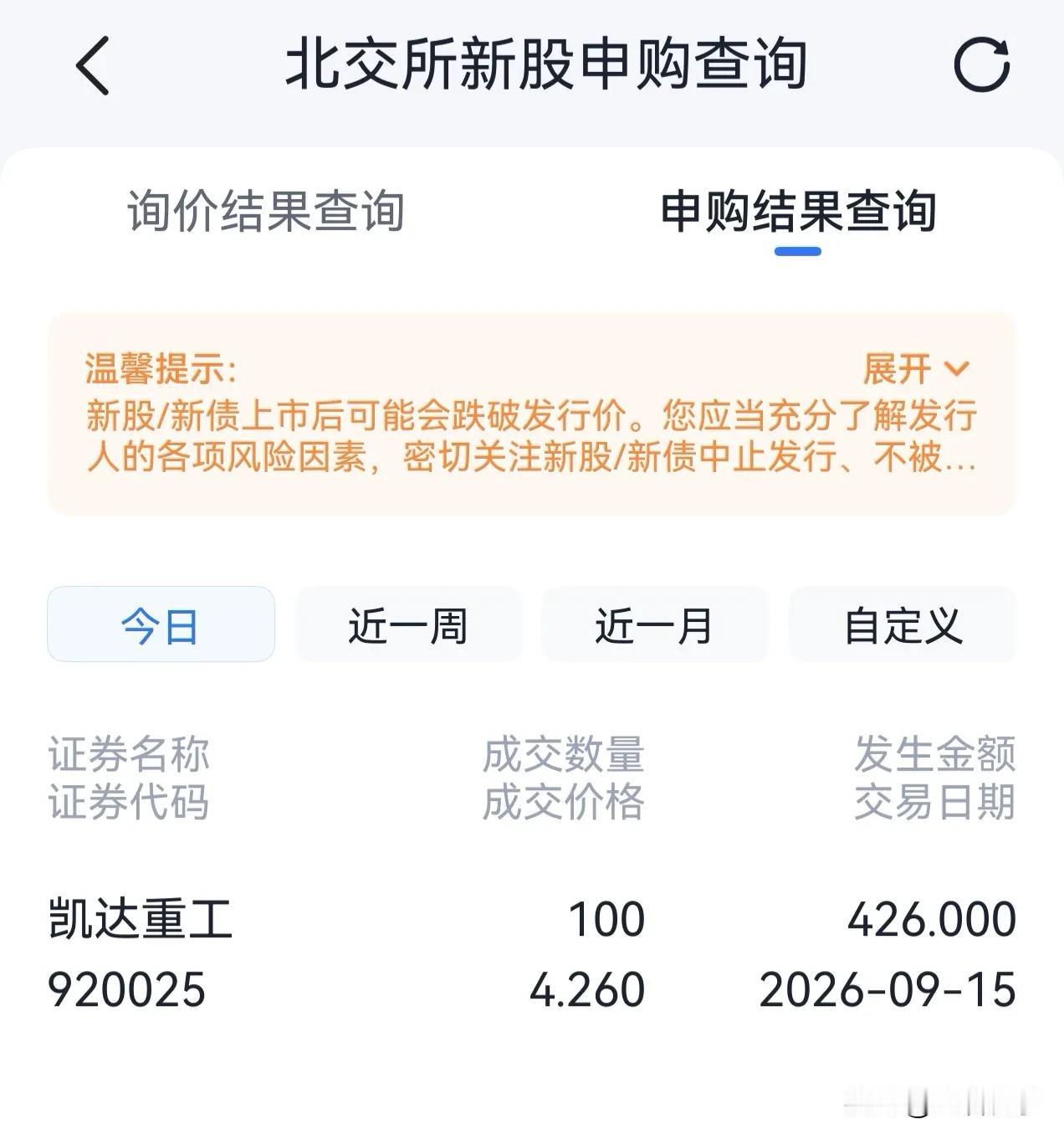 北交所新股凯达重工的申购结果出来了，大家都中奖了吗？

我用320万申购凯达重工