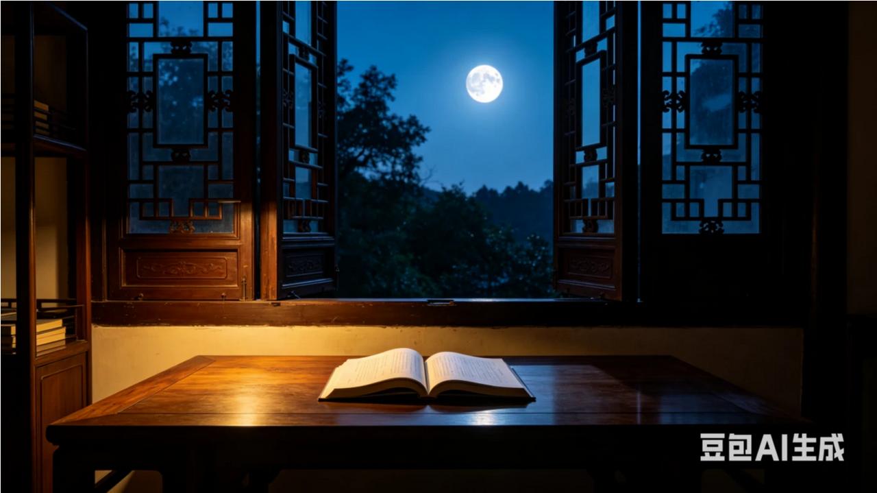 上联：闭户闻书香
下联：开窗揽月色