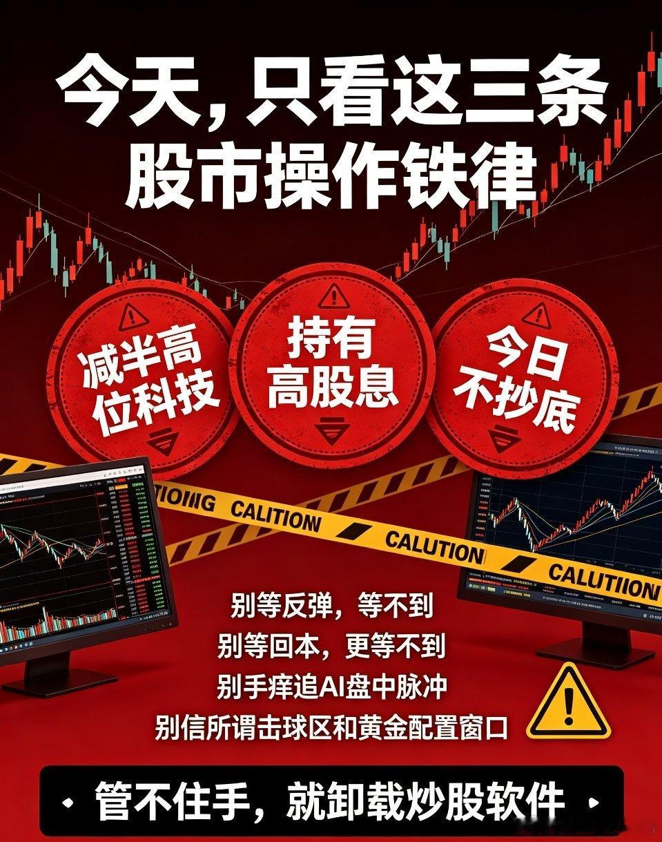 A股 股市复盘 今日操作 交易纪律 科技股 高股息所有人注意！今日股市三条铁律，