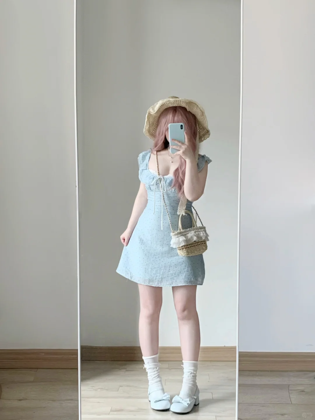 160 120｜微胖清甜纯欲感🧊蓝色波点好美！