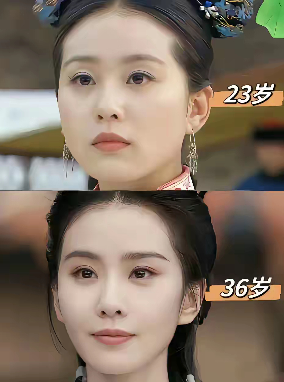 好奇怪啊明明两张脸一点皱纹都没有但是第一张看着就是要年轻第二张看着就是有年龄感原