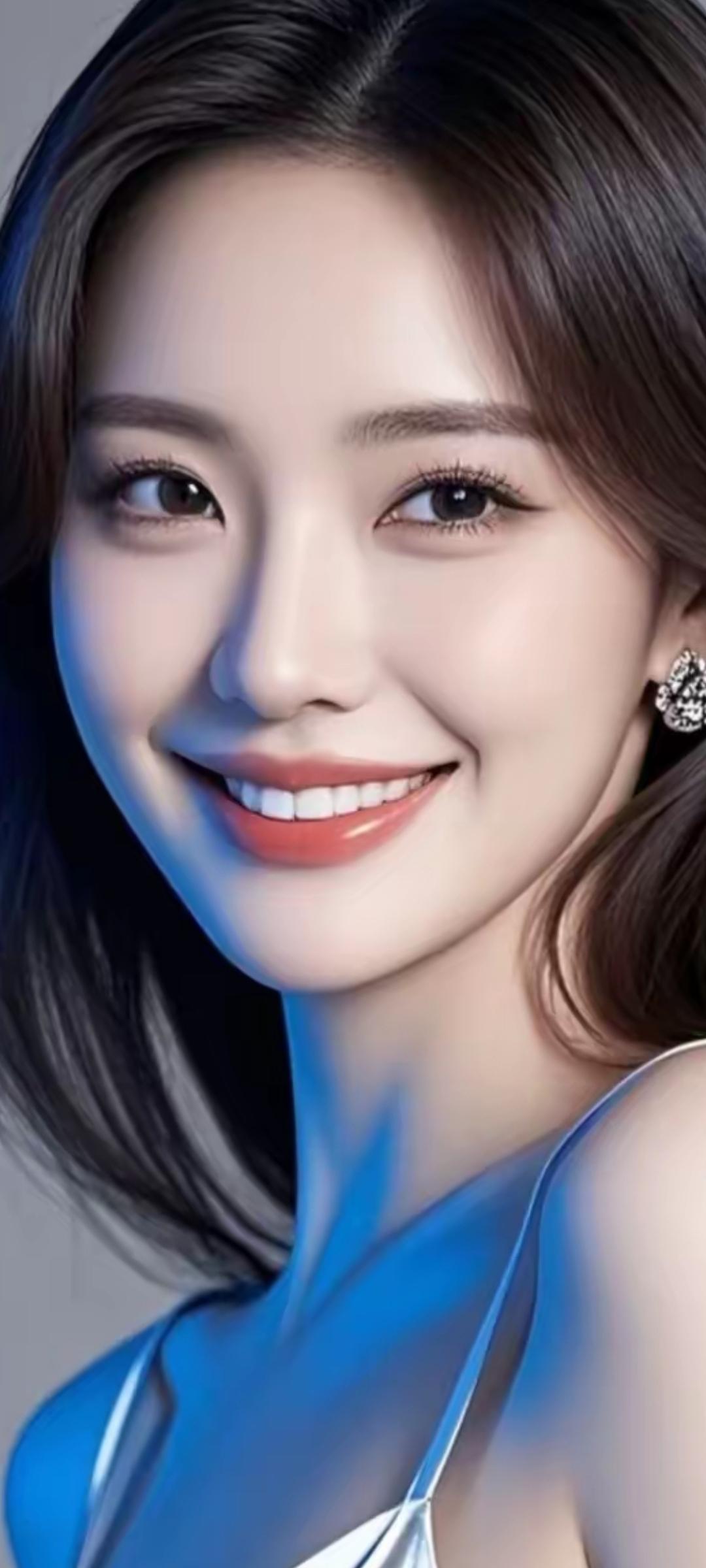 甜美笑容，闪耀耳环，优雅气质，完美女神！