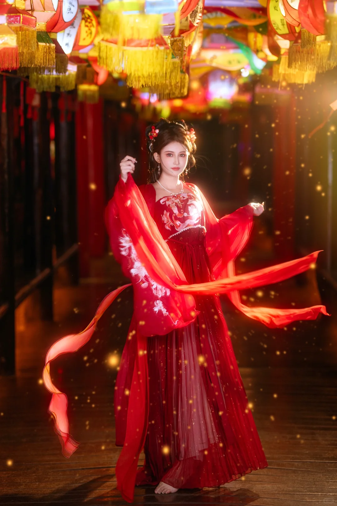 🍃夏天太热了🔥适合拍仙仙的夜景汉服👘