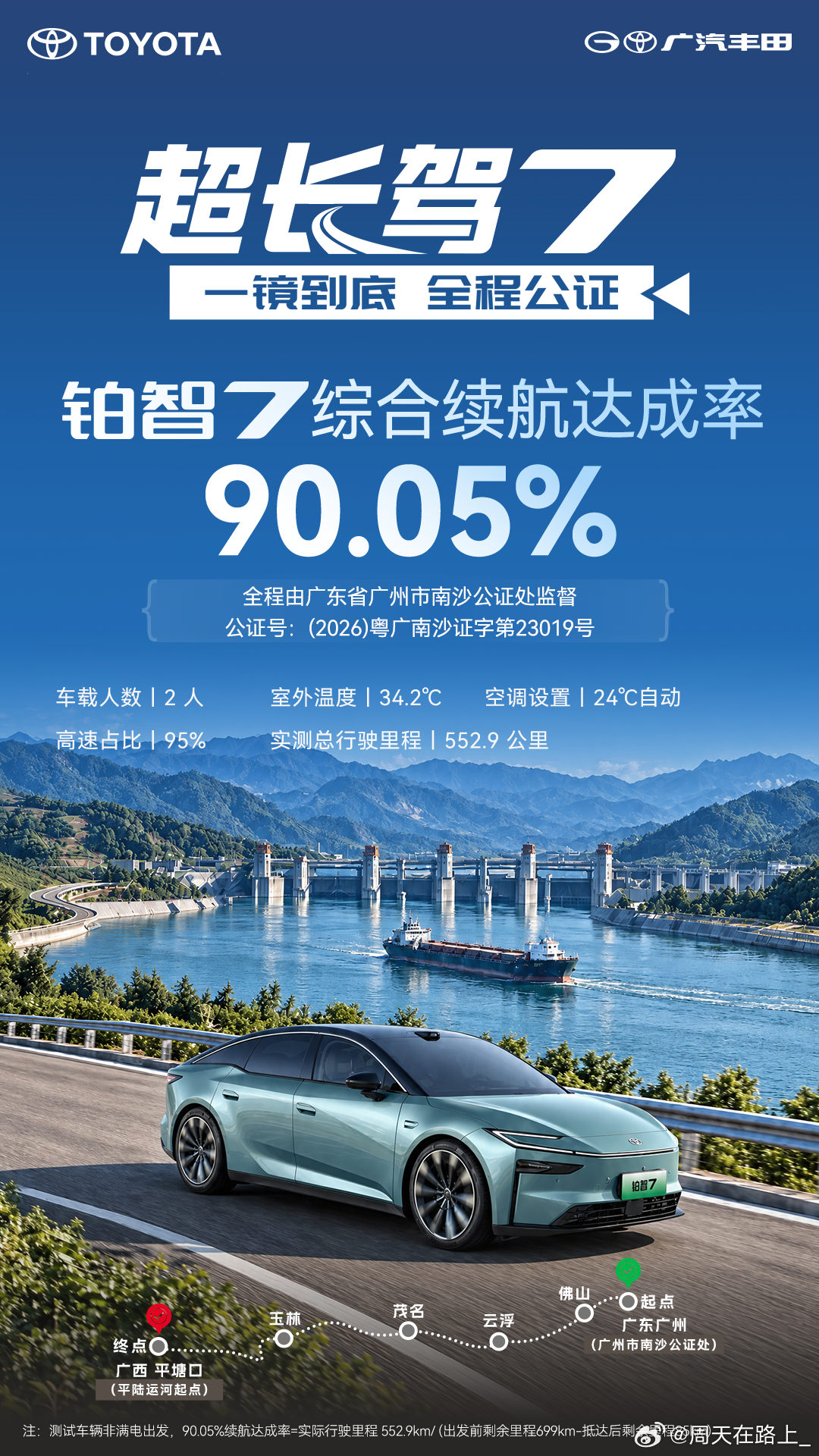真车实拍就敢一镜到底！超长驾7一镜到底全程公证广汽丰田铂智7 前两天整了个好活，