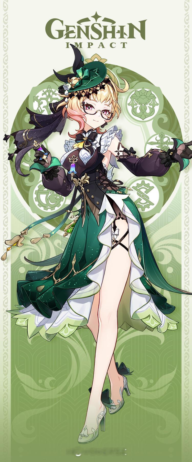 #原神[超话]# 艾梅莉埃全身立绘无文字版，神之眼挂在腰间，下半身美的，特别是这
