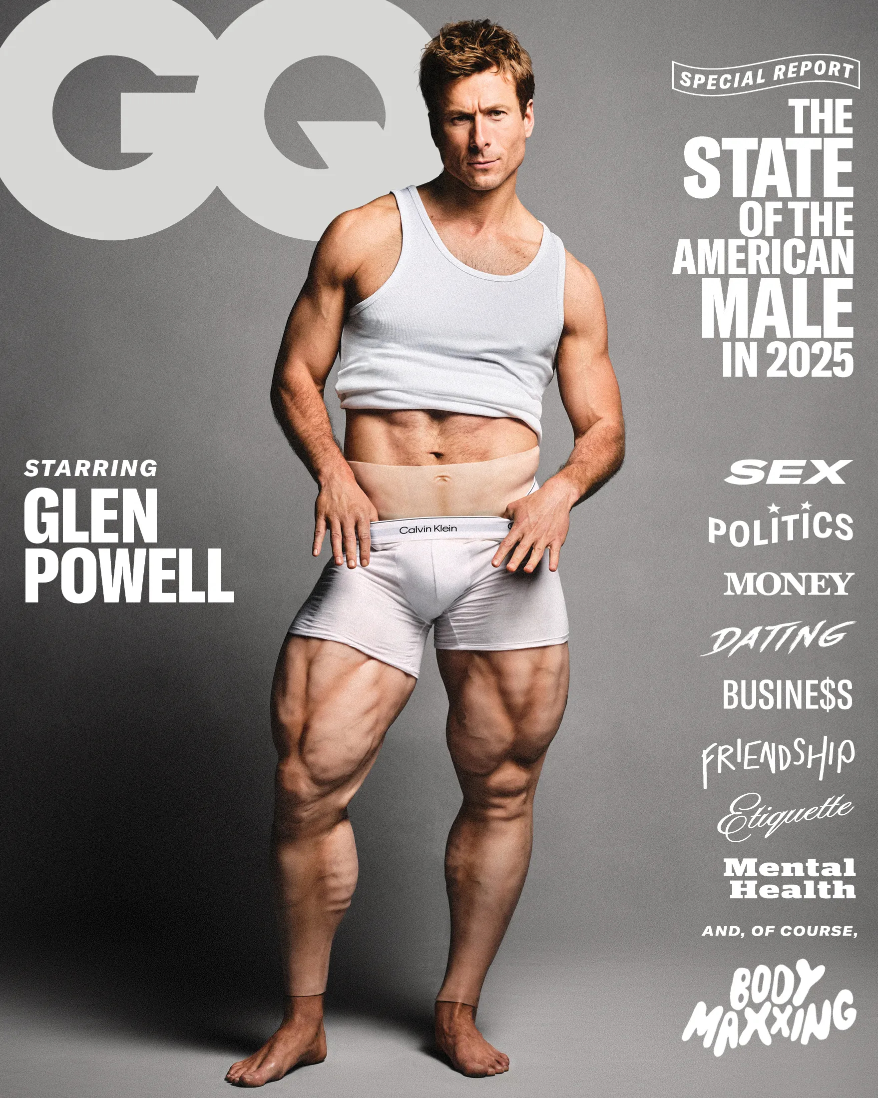 这也太搞了！Glen Powell登上《GQ》银十刊封面及写真美图大赏！果然是好