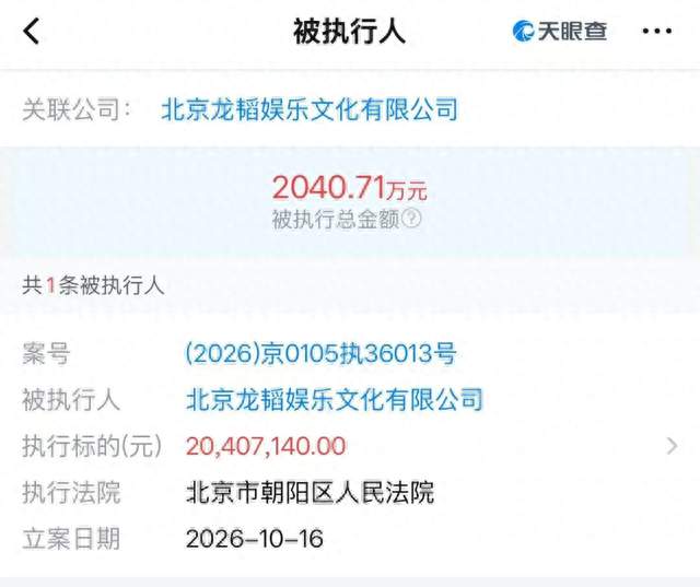 黄子韬名下龙韬娱乐被强制执行2040万，官方回应：正委托律师处理